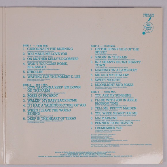 The Geoff Love Banjos  Sing-Along Banjo Party 1975 12" Vinyl LP Record MMGB-708 - Picture 4 of 12